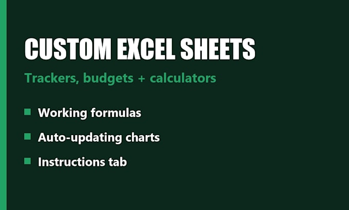 build a custom excel tracker, budget, or calculator with formulas