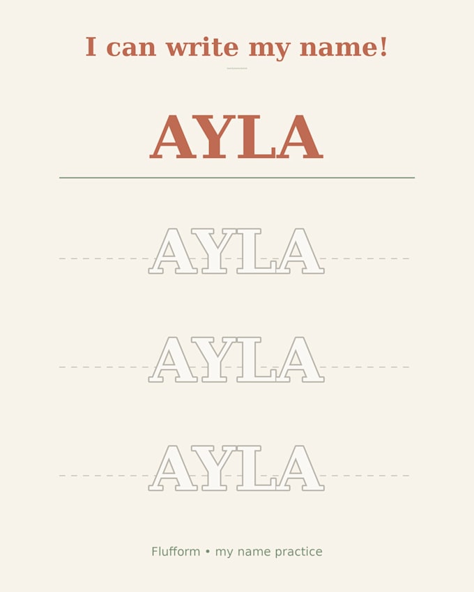design a custom name tracing worksheet printable for your child