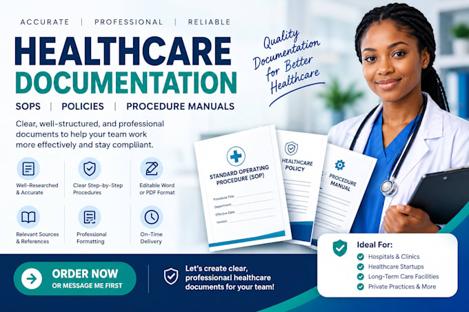 write healthcare sops, policies, and procedure manuals