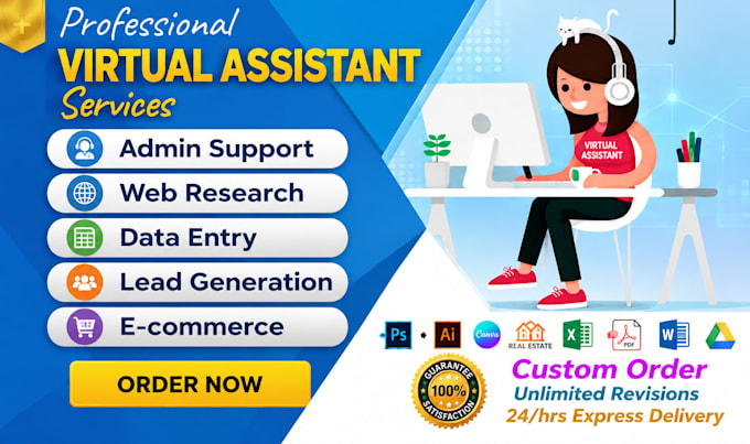 be your virtual assistant for admin tasks, data entry, and web research