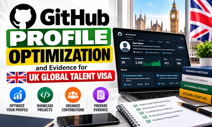 optimize your github profile and evidence for UK global talent visa