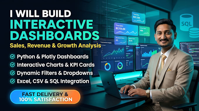 build interactive dashboard for sales, revenue and growth analysis
