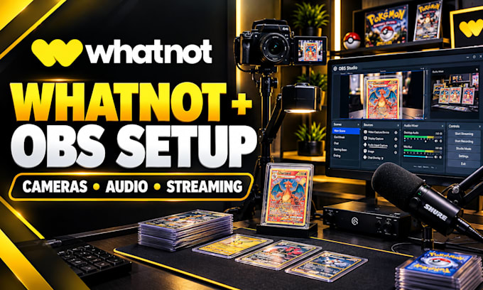 setup whatnot stream for auctions pokémon and sports cards using obs