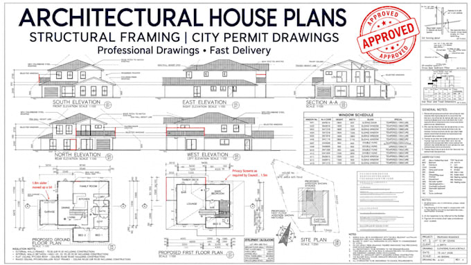prepare architectural house plans structural framing and city permit drawings