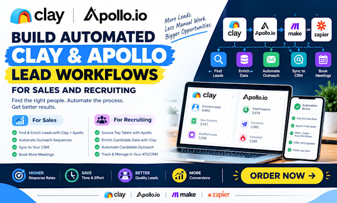 setup clay and apollo workflows for automated sales pipeline integration