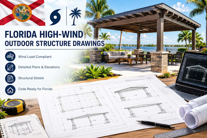 create florida high wind outdoor structure drawings and permit plans