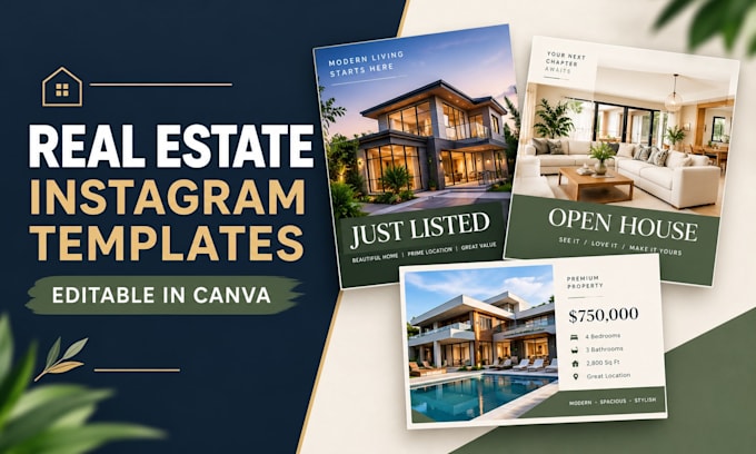 create professional canva instagram template for real estate agents