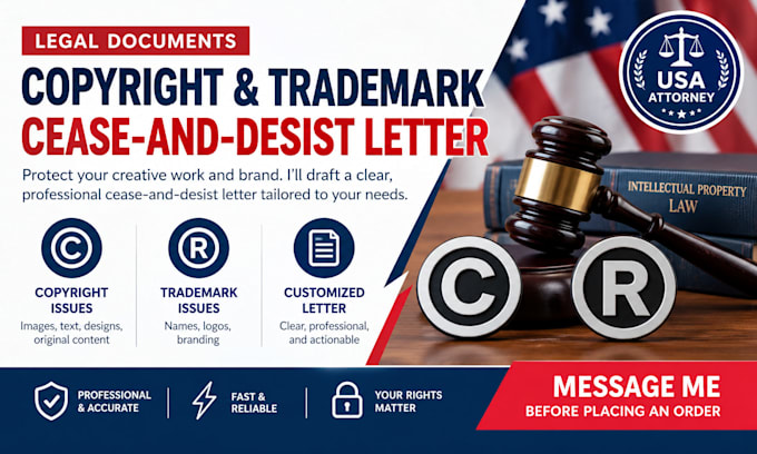 draft a copyright or trademark cease and desist letter