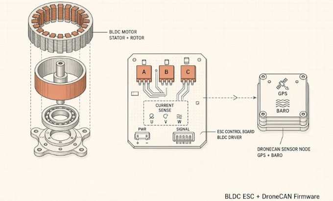 do bldc esc motor control snd dronecan uavcan peripheral firmware pid protection