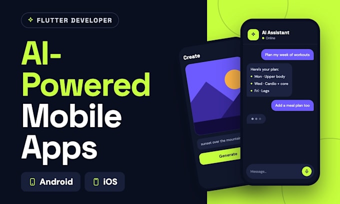 build ai mobile app, ai chatbot app in flutter for android and ios