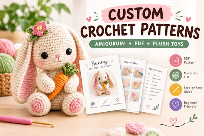 create crochet pattern, amigurumi crochet pattern, pdf pattern for etsy shop
