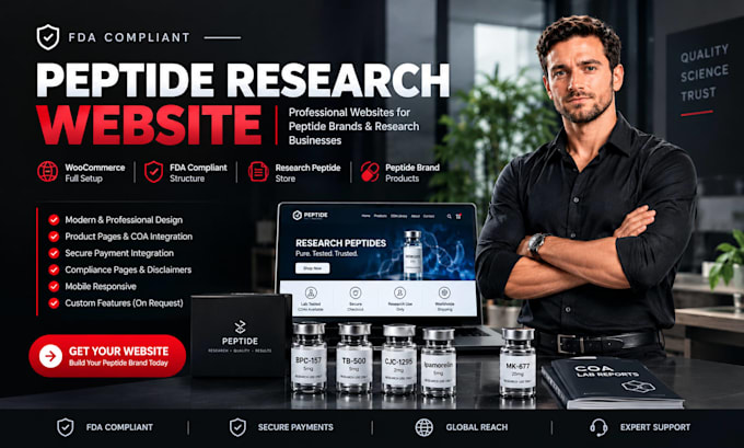 setup fda compliant peptide research peptide woocommerce website peptide website