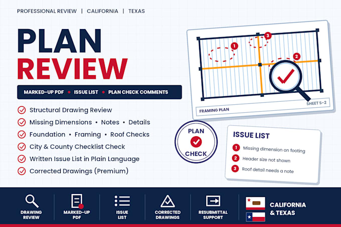 review your structural drawings for california and texas permit