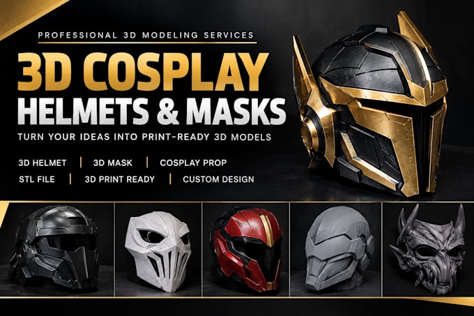 create a custom 3d printable cosplay helmet or mask cosplay weapons 3d armor
