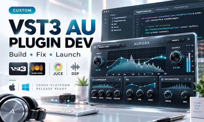 build and fix vst3 au audio plugins daw vst using juce dsp gui windows macos