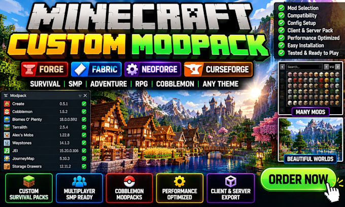 create optimize minecraft java smp modpack for forge fabric neoforge java server