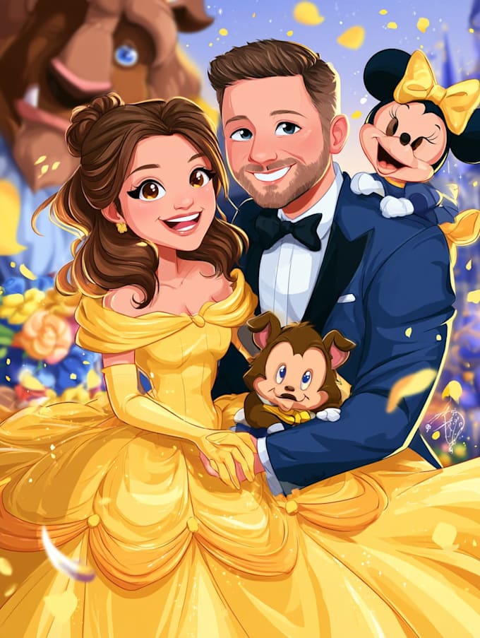draw cartoon portrait in disney cartoon