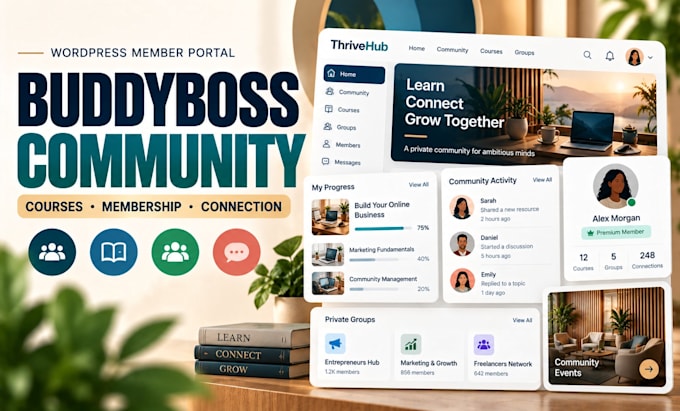 build a buddyboss community website with learndash and membership access