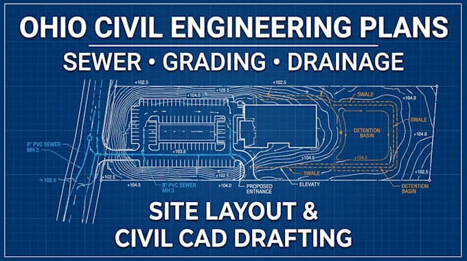 design ohio civil engineering, sewer, grading, and drainage plan