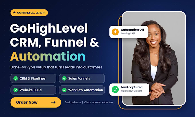 setup go highlevel CRM, sales funnel, website and go highlevel automation