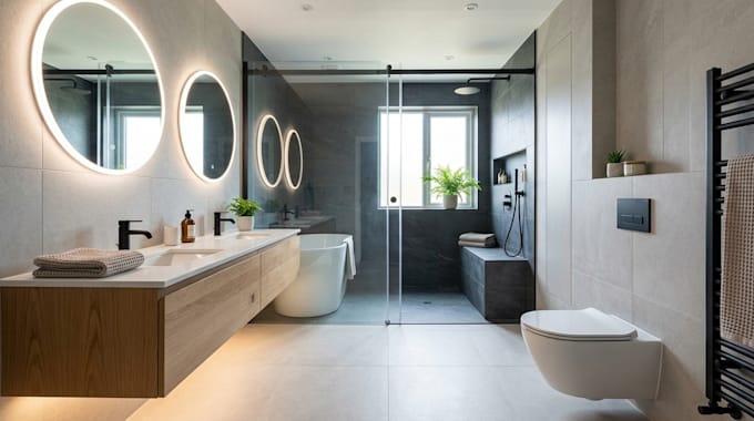 redesign bathroom layouts for better space use, comfort and modern functionality