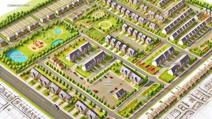 design subdivision map, neighborhood map, community layout, master site plan