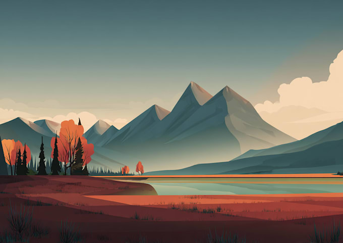 create minimalist landscape illustrations and posters