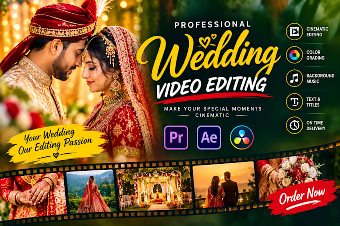 wedding video editing with cinematic color grading