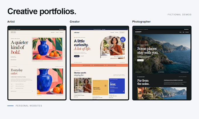 build portfolio websites for artists photographers and creators