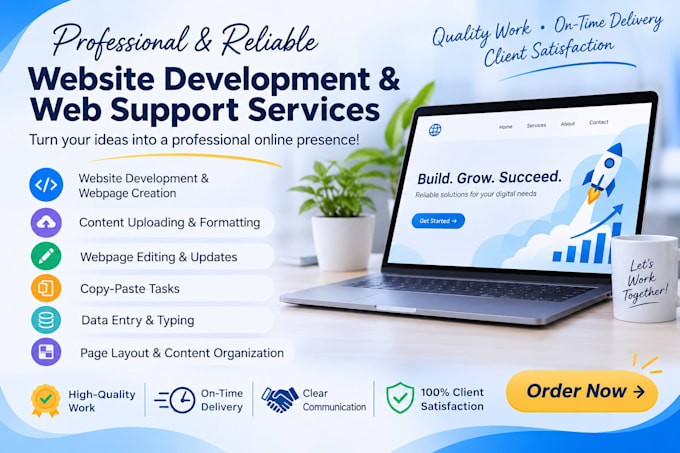 develop responsive HTML CSS webpages and upload website content