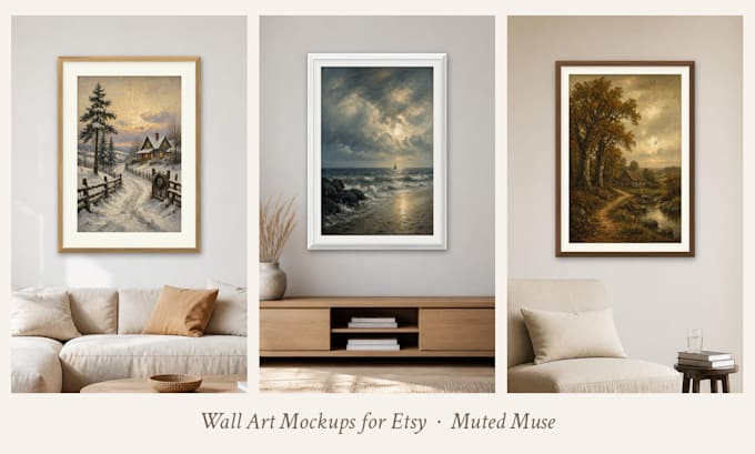 create realistic framed wall art mockups for your etsy listings