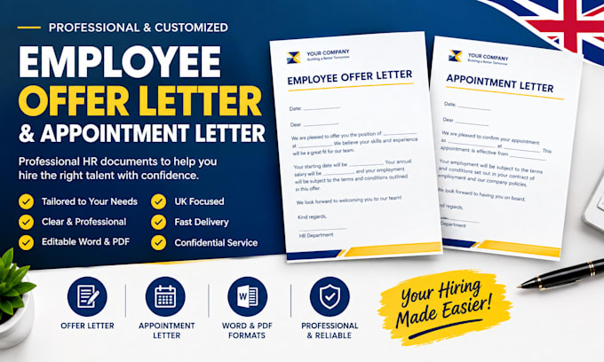 draft a UK employee offer letter and appointment letter