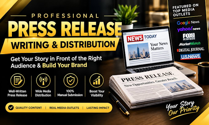 write and distribute press release to premium media sites