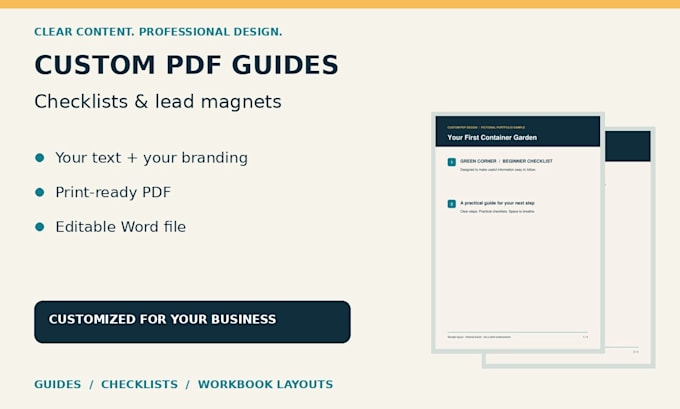 design a custom PDF guide, checklist or lead magnet