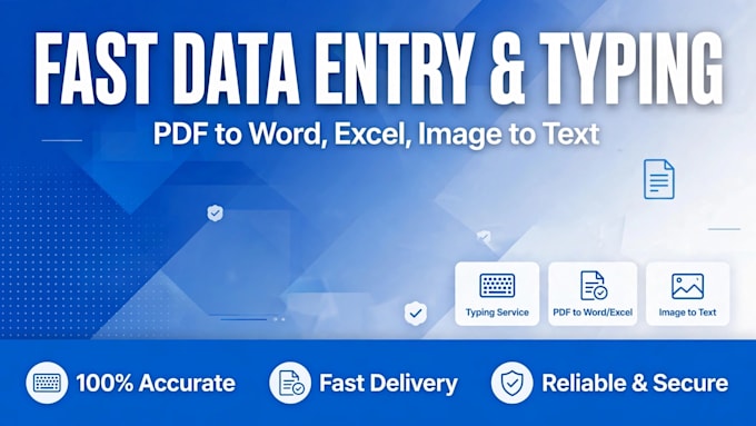 do data entry, typing and pdf to work fast