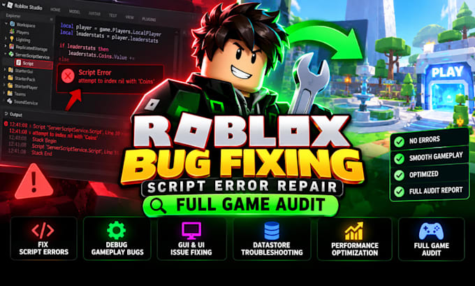 fix roblox game error fix roblox lua script audit roblox full game, debug script