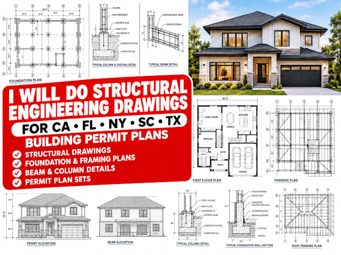 Structural Flaming Do structural engineering drawings for ca fl ny tx ge building permit ...