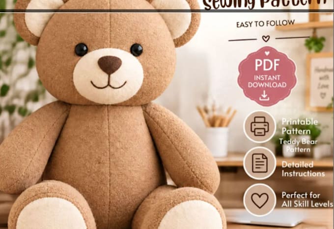 design custom sewing patterns for fabric dolls and plush toy
