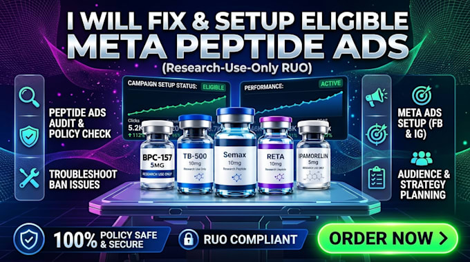 fix peptide ads issues and set up eligible meta ad campaigns