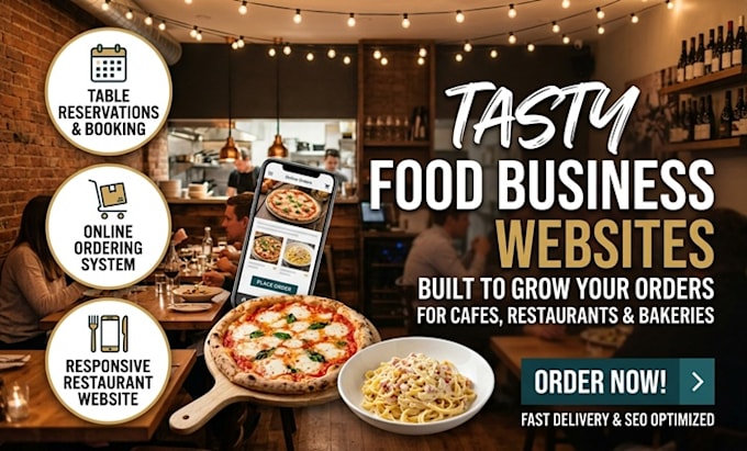 build responsive restaurant website, online ordering booking, with table reserve