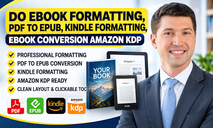 do ebook formatting, pdf to epub, kindle formatting, ebook conversion amazon kdp