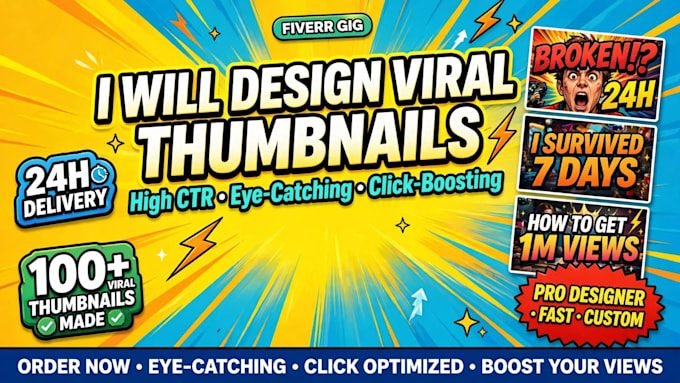 design eye catching clickbait you tube thumbnails