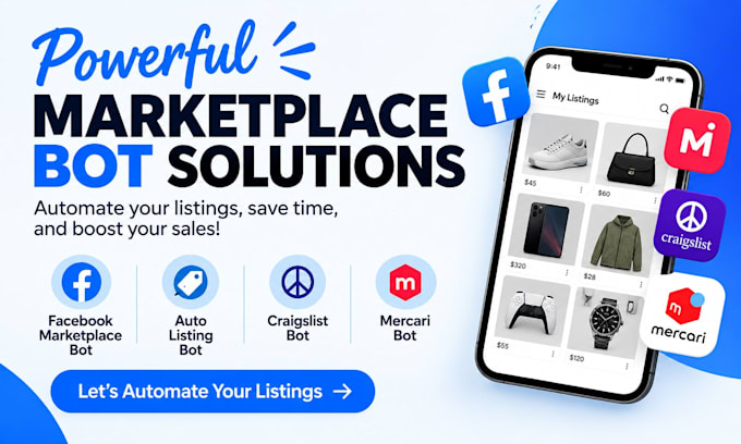 setup facebook marketplace bot, auto listing bot, craigslist bot, mercari bot
