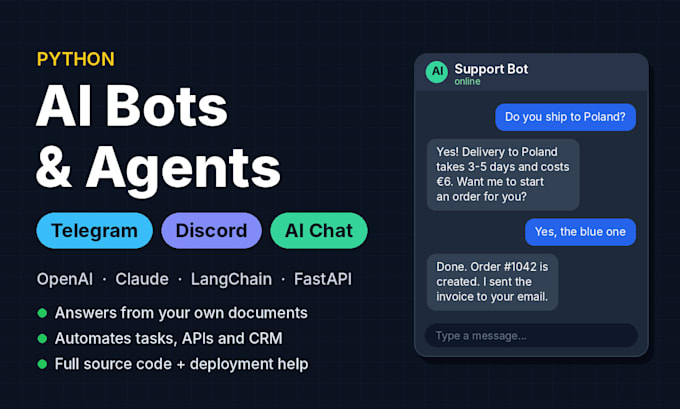 build a python ai chatbot, telegram bot or discord bot