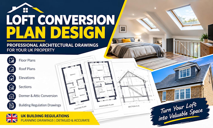 design loft conversion plans and structural drawings for UK building regulations