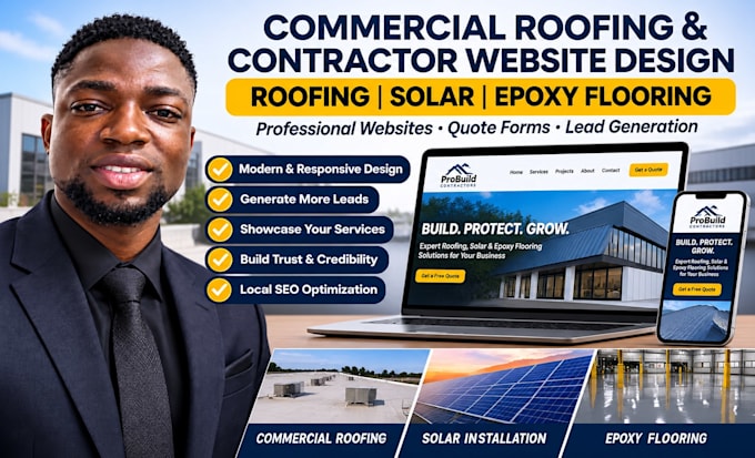 commercial roofing leads solar epoxy flooring contractor website