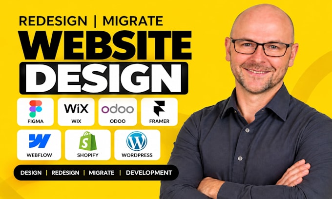 redesign migrate figma wix odoo framer webflow shopify wordpress website design