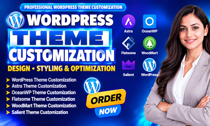 do wordpress theme customization, astra, oceanwp, woodmart, flatsome and salient