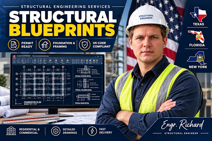 draft structural drawings and blueprints for city building permit