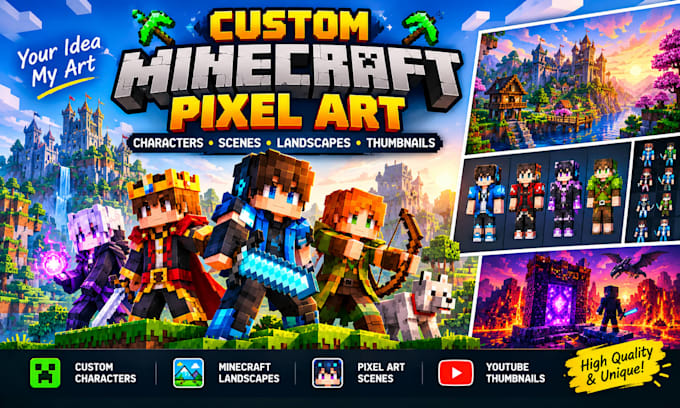 Créez des personnages et des scènes en pixel art minecraft personnalisés
